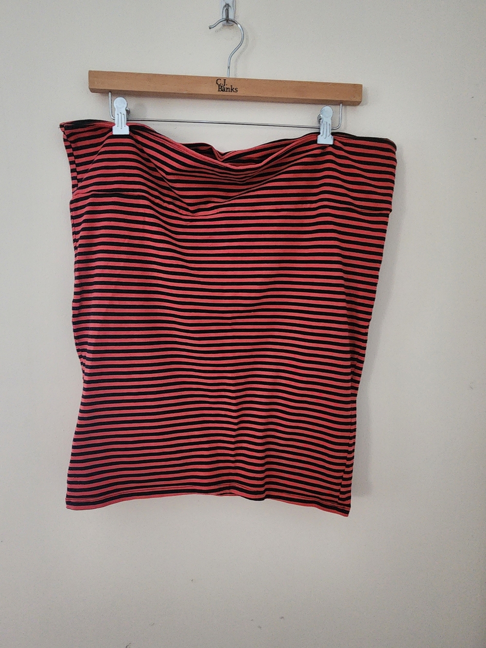 Torrid Size 3 Coral Black Striped Foldover Waist Pull-On Skirt Plus Size